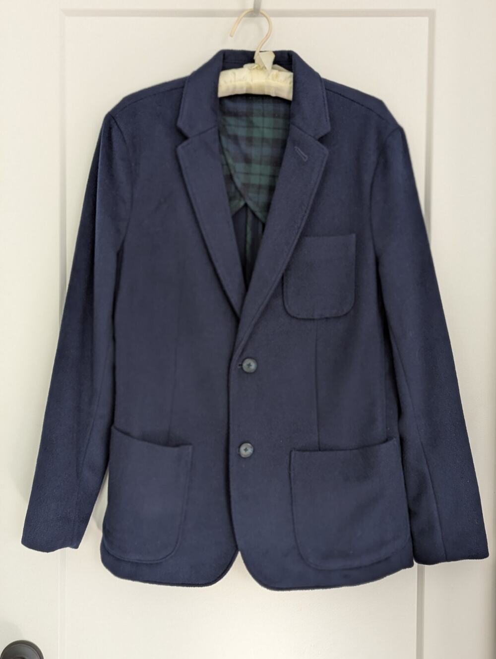 Goodthreads Men's Slim Medium Wool Navy Blazer 2 Button 3 Pocket Professional